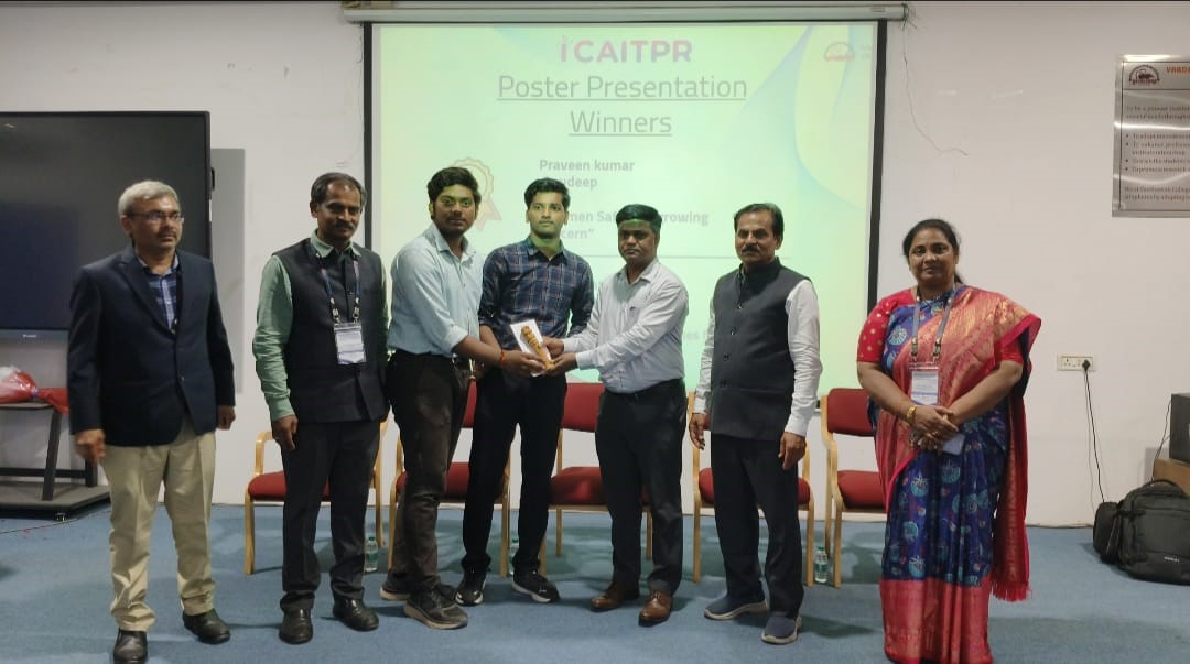 1st Prize Innovative AI Poster Presentation ICAITPR Vardhaman College of Engineering